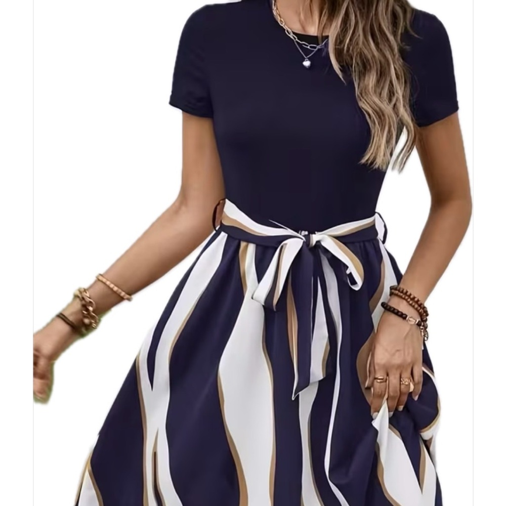 Striped Navy and White Women's Dress